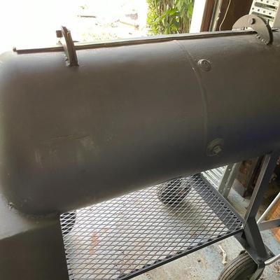 Custom Made Large Steel Offset Barrel Smoker on Wheels