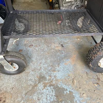 Custom Made Large Steel Offset Barrel Smoker on Wheels