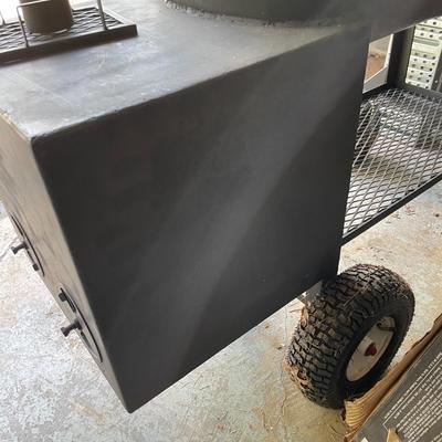 Custom Made Large Steel Offset Barrel Smoker on Wheels