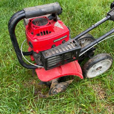 Gas-Powered Garden Tiller with Red Engine