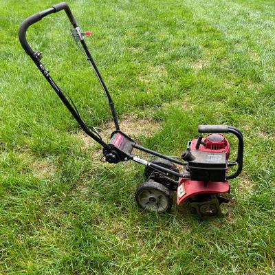 Gas-Powered Garden Tiller with Red Engine