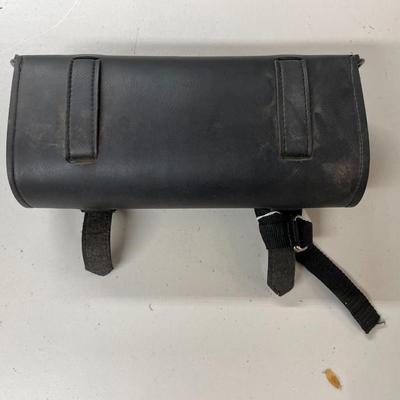 Harley-Davidson Motorcycle Black Leather Roll-Up Tool Pouch with Straps