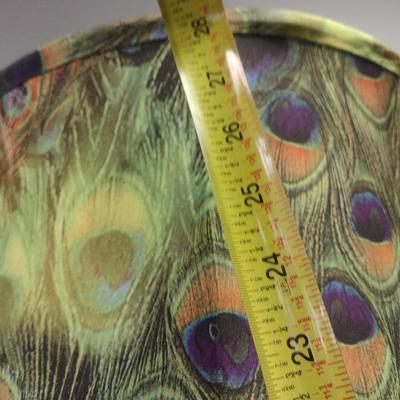 Antique Triple Peacock Art Nouveau Pottery Stand & Lamp Shade Table Lamp