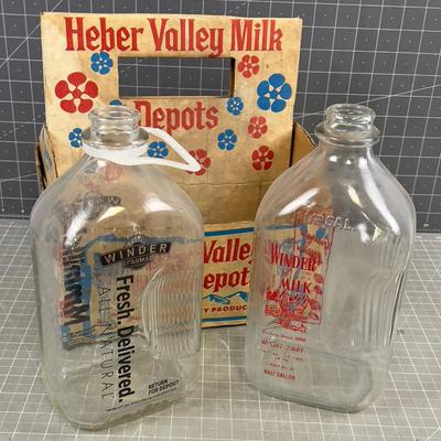 Vintage Heber Valley Milk Bottles and A Carton 