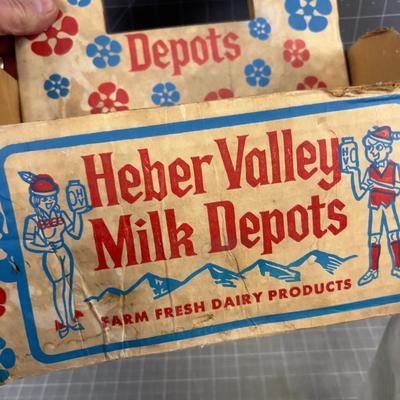 Vintage Heber Valley Milk Bottles and A Carton 
