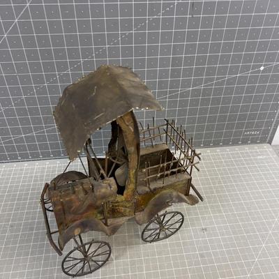 Old Timey Car Metal Sculpture 