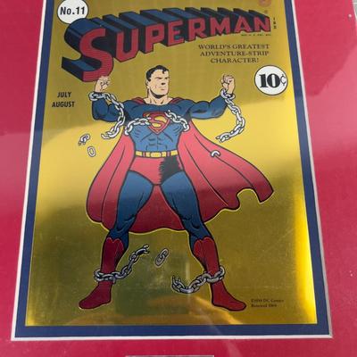 Chrome Art with COA Superman Reproduction of Cover No. 11 Framed under Plastic. 