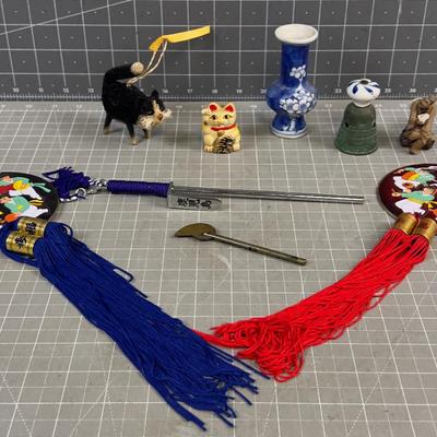 Pile of Asian Figurines and Collectibles