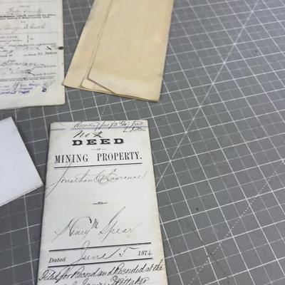 Old Antique Mining Deeds & Tax Deeds,  Early 1900's 