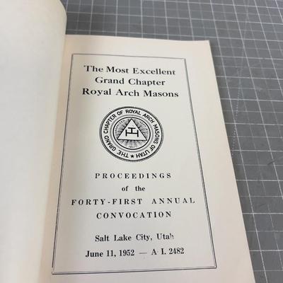 The York Rite of Freemasonry UTAH 1952 
