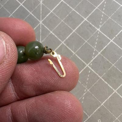 Round Jade Bead  Necklace REAL DEAL! With 14K Clasp