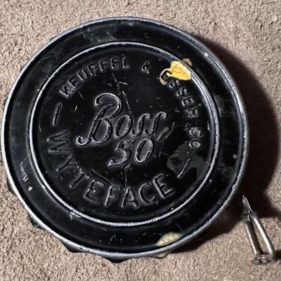 K & E Keuffel & Esser Boss 50' Wyteface Steel Tape Measure