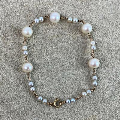 vintage wedding jewelry PEARL & GOLD BRACELET flower girl bridesmaid 