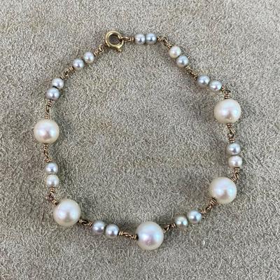 vintage wedding jewelry PEARL & GOLD BRACELET flower girl bridesmaid 