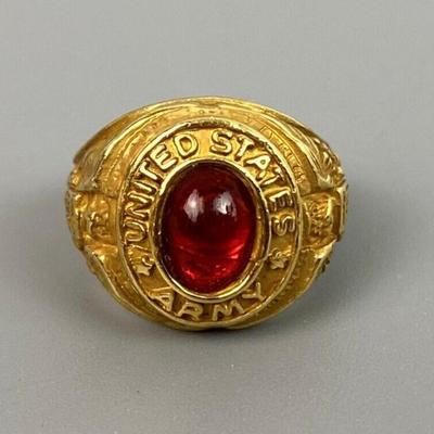 WWII SWEETHEART JEWELRY MINIATURE US ARMY RING PENDANT CHARM 