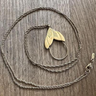 MONET GOLDTONE ROPE CHAIN & FLORAL PENDANT