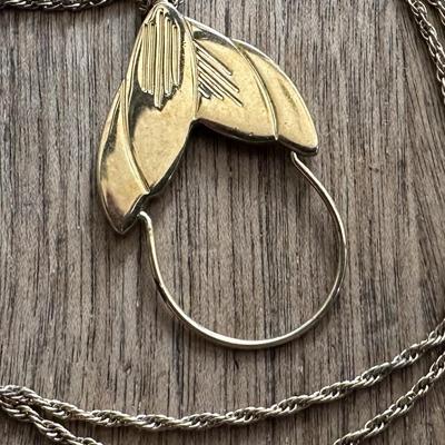 MONET GOLDTONE ROPE CHAIN & FLORAL PENDANT