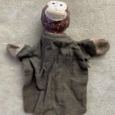 antique COMPOSITE MONKEY HAND PUPPET 