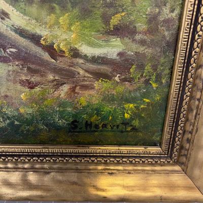 Antique Original Pastoral Landscape Oil on Canvas 