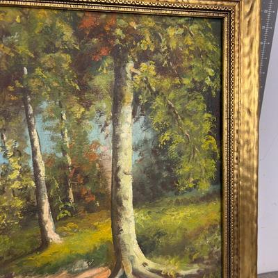 Antique Original Pastoral Landscape Oil on Canvas 