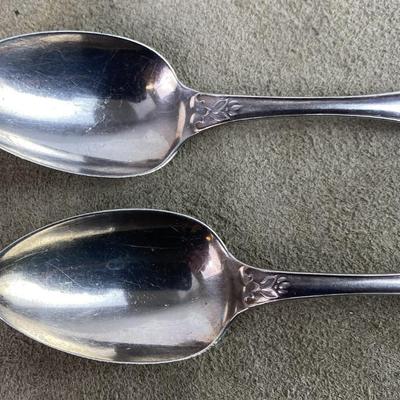 JOSEPH SEYMOUR WREATH 1854 COIN SILVER TEASPOONS pair