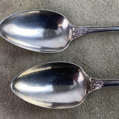 JOSEPH SEYMOUR WREATH 1854 COIN SILVER TEASPOONS pair