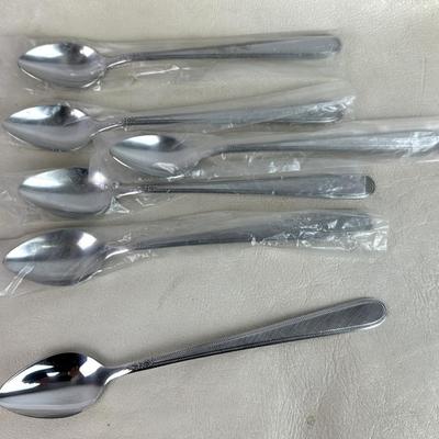 ROGERS CO STANLEY ROBERTS STAINLESS BEADED ELEGANCE ICED TEA SPOONS 6