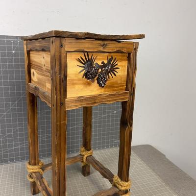Rustic Small Side Table with A Hide A Way Box 