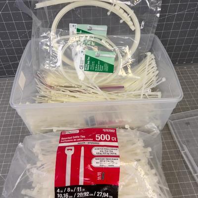 Tub full of Various Sizes of Cable / Zip Ties 