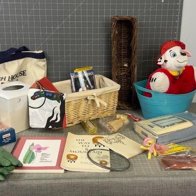 Pile - O- Stuff; Baskets, Binder, Books Etc. 