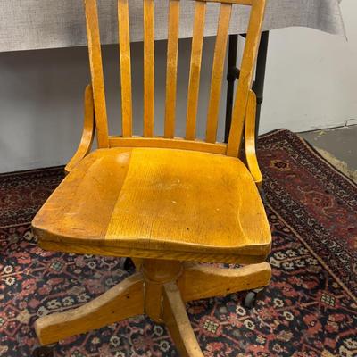 Old Antique OAK Rolling Office Chair