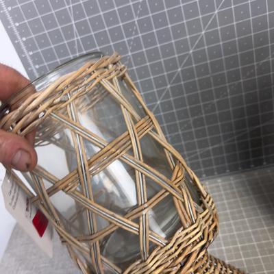 (3) Wicker Wrapped Vases or Candle Lanters NEW 