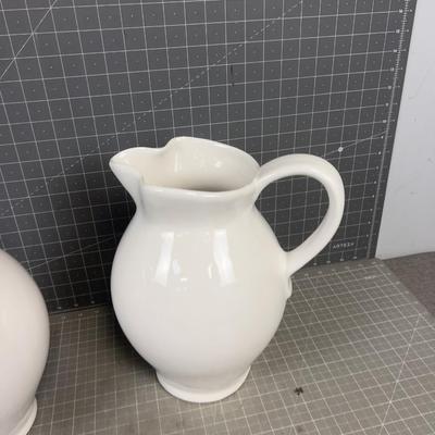 2 White Large PITCHERS 