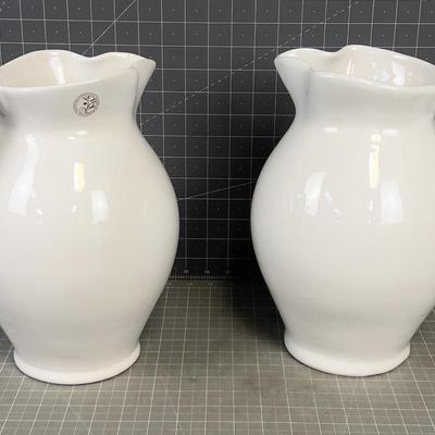 2 White Large PITCHERS 