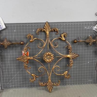 2 Decorative Crosses and Decoration, (3) All Metal 