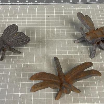 Cast Iron Bugs; Dragonfly, Bee & Butterfly
