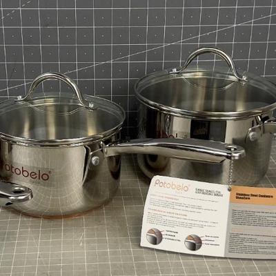 Set of 3 Sauce Pans PORTOBELLO Copper Based. 1qt, 2qt and 3 quart