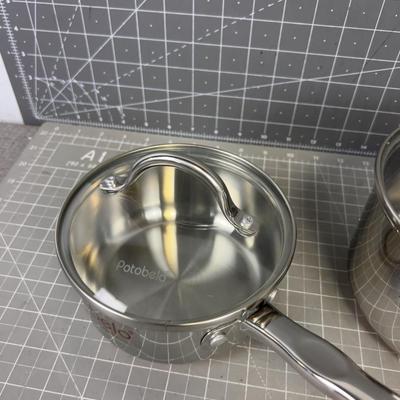 Set of 3 Sauce Pans PORTOBELLO Copper Based. 1qt, 2qt and 3 quart