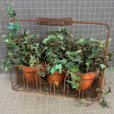 Silk Plant in Rustic Tote 