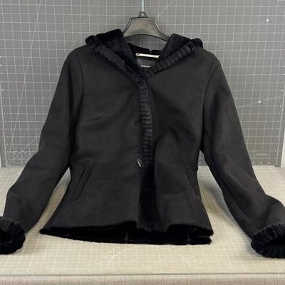 Jones of New York Black FAUX Fur Suede Hooded 