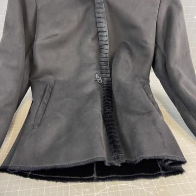 Jones of New York Black FAUX Fur Suede Hooded 