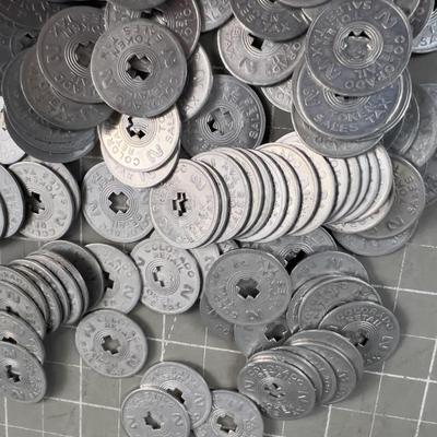 Whole Pile of Colorado State Sales Tax Tokens, ROUND this time
