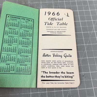 1966 Official TIDE TABLE Compliments of ARNITZEN Rogue River Resort 