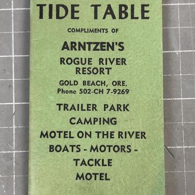 1966 Official TIDE TABLE Compliments of ARNITZEN Rogue River Resort 