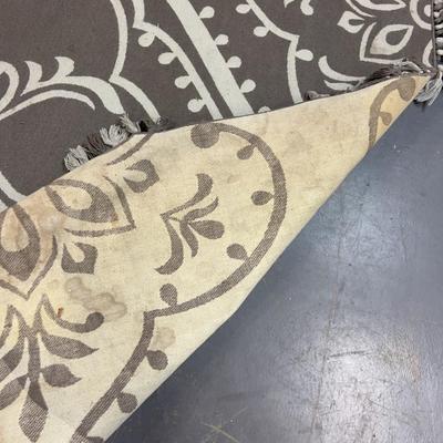 Rug Cotton Woven Patterned: Color Gray and a Light Sea Foam Blue
