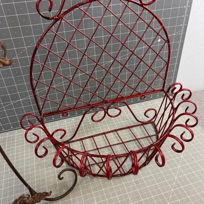Easel or Plate Holder and Wall Basket (red) 