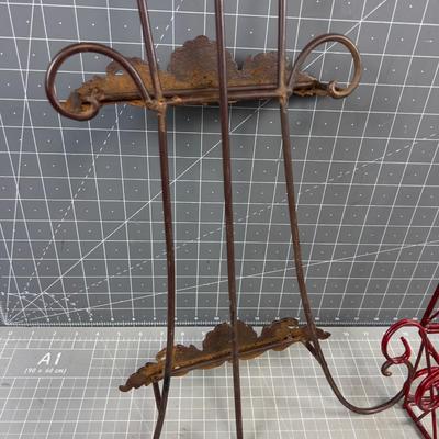 Easel or Plate Holder and Wall Basket (red) 