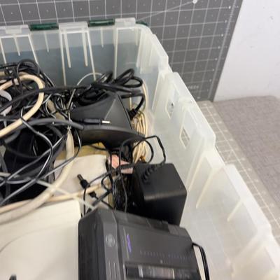 TUB Of Old Electronic, Wires, Mouse, CD Player - Tub included 