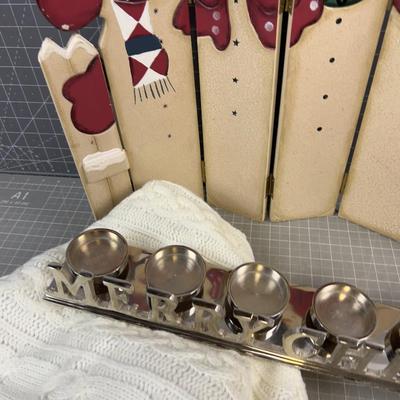 Holiday Décor': Snowmen, Candle Holder & Berries, Tree Skirt Sweater etc.