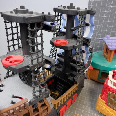 GIANT LOT OF Fisher Price TOYS: Large Scale, Plastic Castle, Ark & Pirate Ship